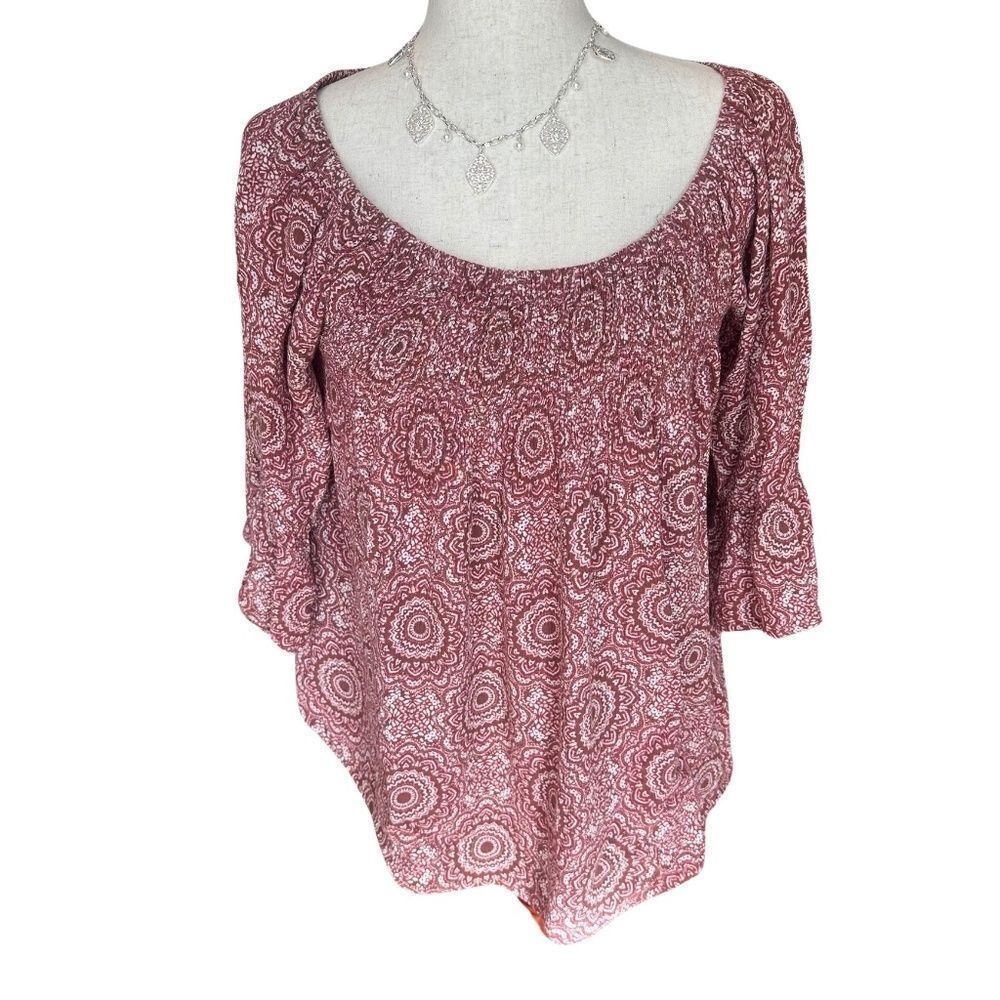 altar'd State Off The Shoulder Flowy Short Sleeve Dusty Rose Top Size Small